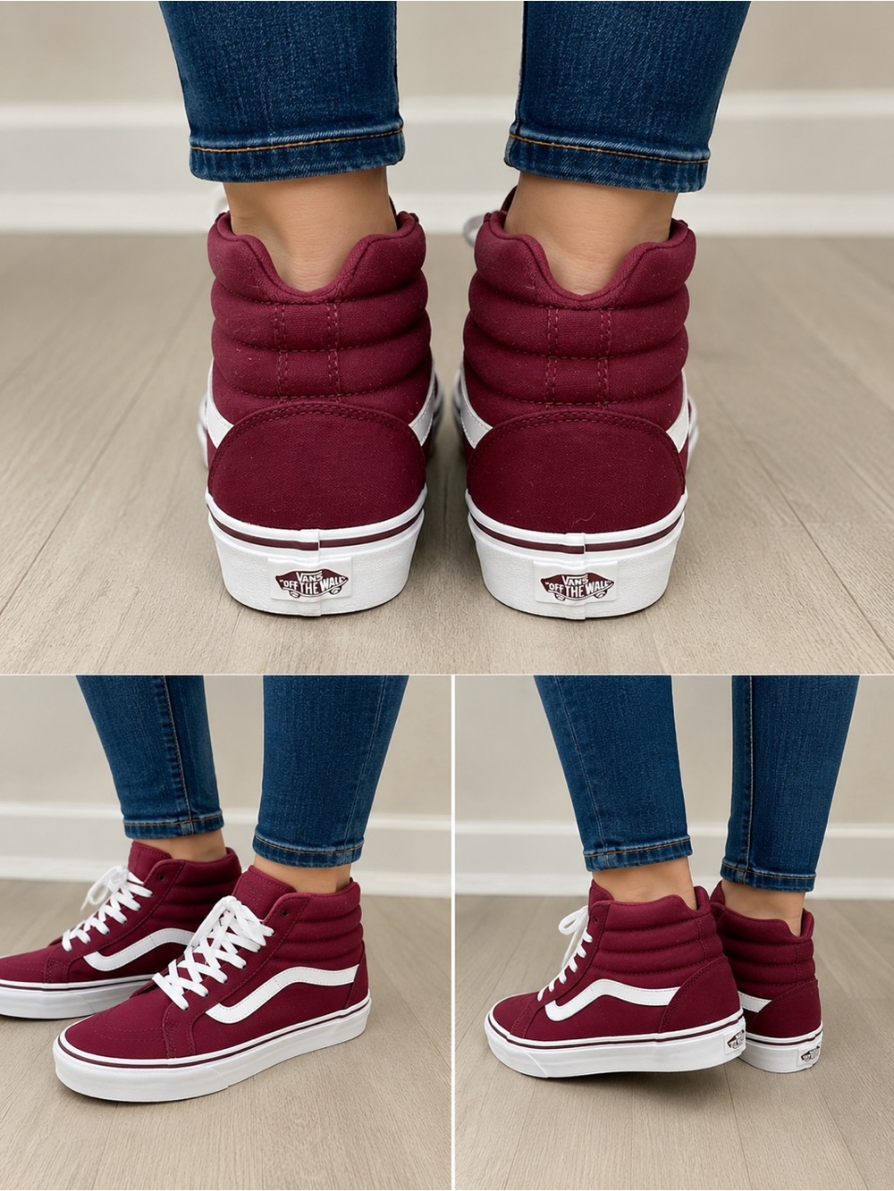 Vans Women’s High Top Skateboard Shoes Burgundy Maroon Size 9.5 US 7 UK 500714